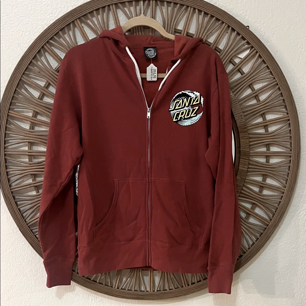 Santa Cruz burnt orange Zip-Up Hoodie S. NWT